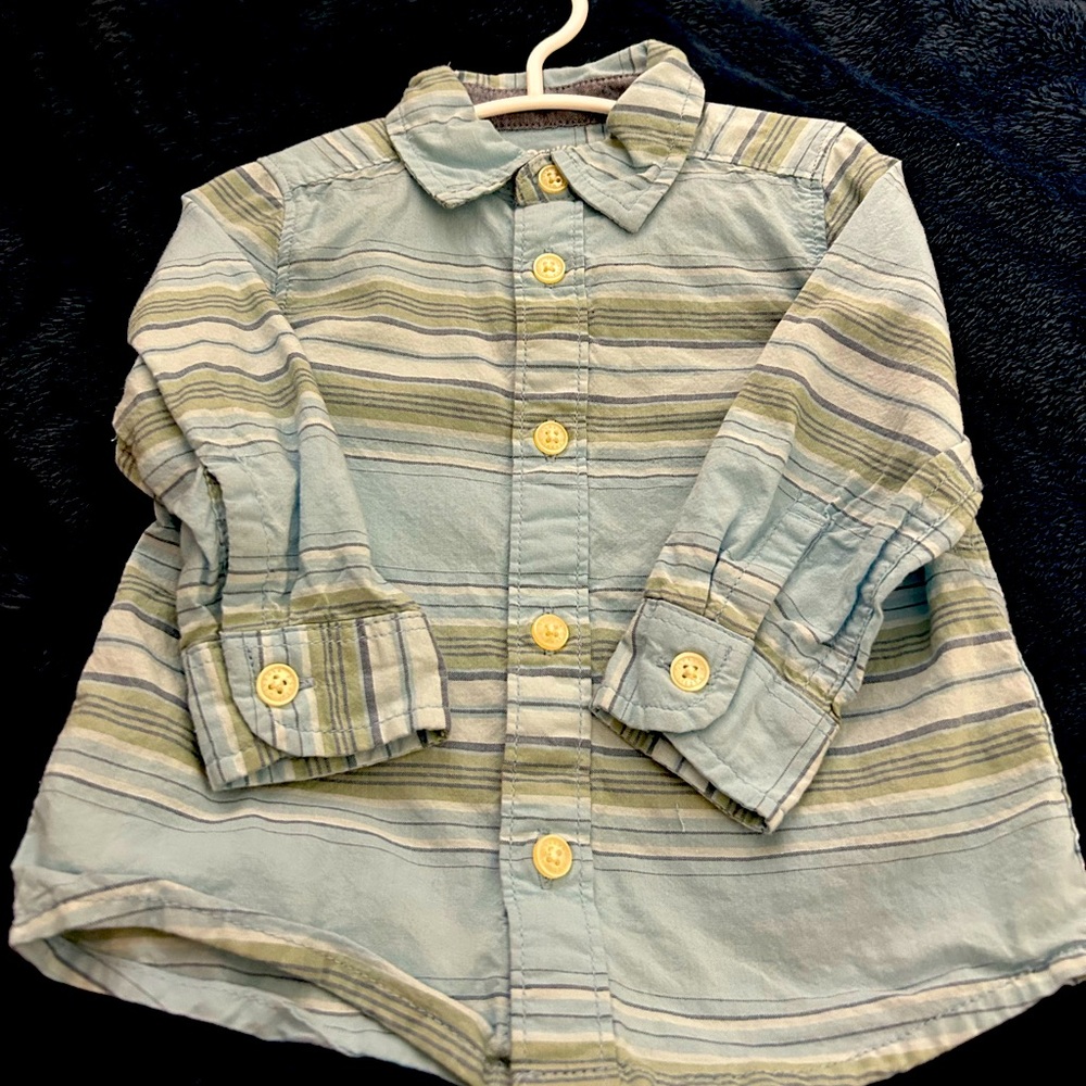 OshKosh B'gosh Kids Striped Button Down Shirt - Green and Blue